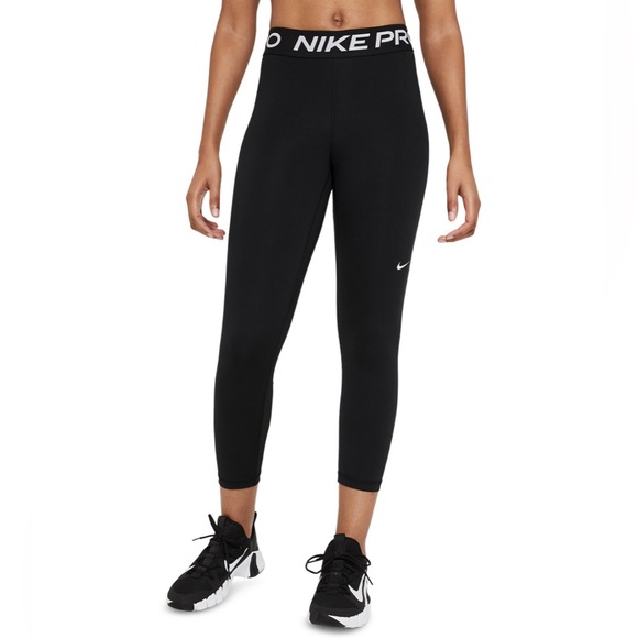 Nike Pants - NWOT Nike Pro 365 mid rise cropped mesh panel leggings